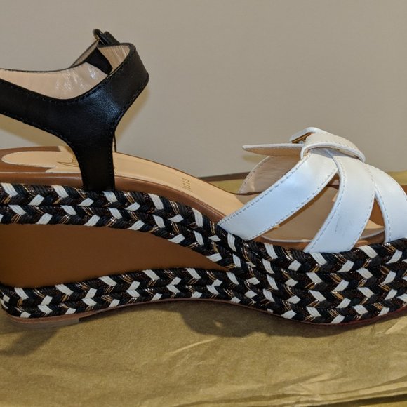 Christian Louboutin Lagoa 70 Platform Sandal Espadrilles 38 - Black/White 7.5 US - Picture 8 of 11